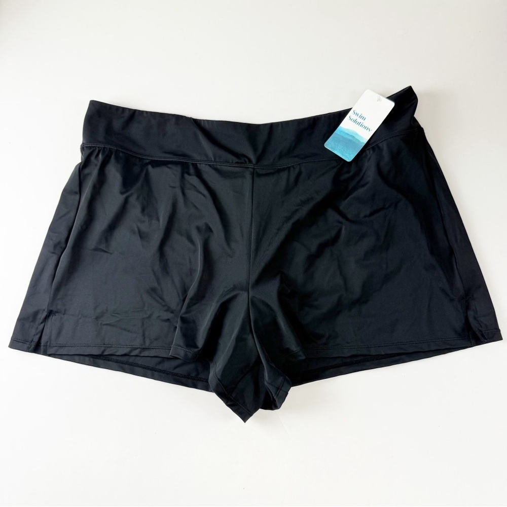 Swim Solutions Boyshorts Womens 18 Black Thigh Minimizer Swim Bottom NWT